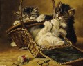 gatitos en una canasta Alfred Brunel de Neuville
